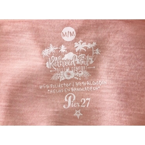 Pier 27 Cancun Graphic Relaxed Fit Anchor Print Cap Sleeve T Shirt Pink Medium - Picture 4 of 5